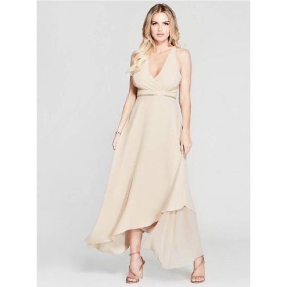 Marciano cream flowy asymmetric maxi dress - Picture 1 of 12